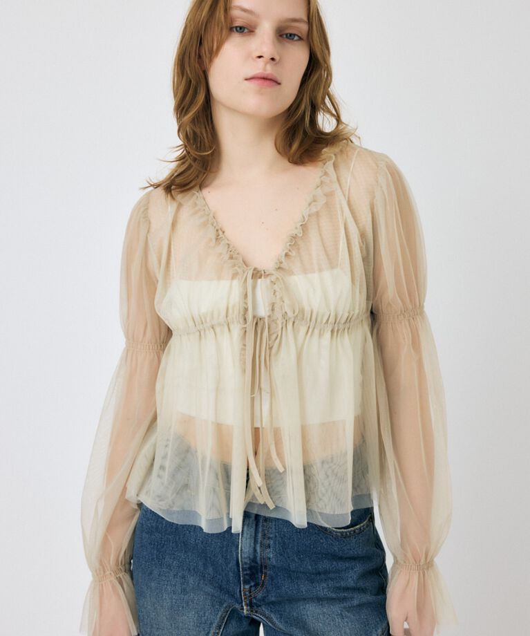 MOUSSY「TULLE LAYERED トップス」|シャツ・ブラウス|BEG