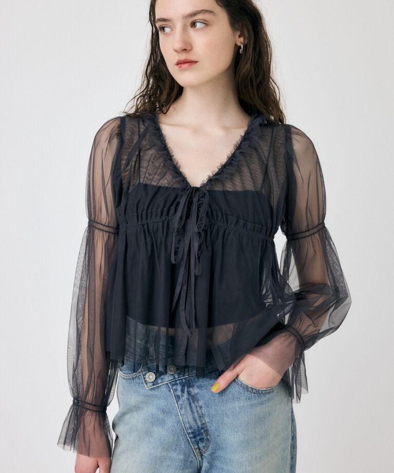 MOUSSY「TULLE LAYERED トップス」|シャツ・ブラウス|GRY