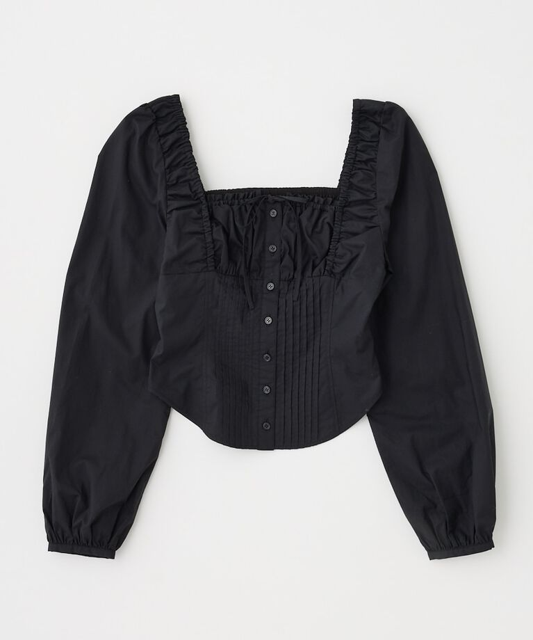 MOUSSY「PUFF SLEEVE CORSET FIT ブラウス」|シャツ・ブラウス|BLK
