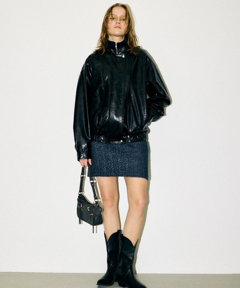 MOUSSY「GLOSSY F/LEATHER ブルゾン」|ブルゾン・スタジャン|