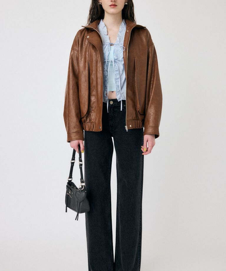 MOUSSY「GLOSSY F/LEATHER ブルゾン」|ブルゾン・スタジャン|