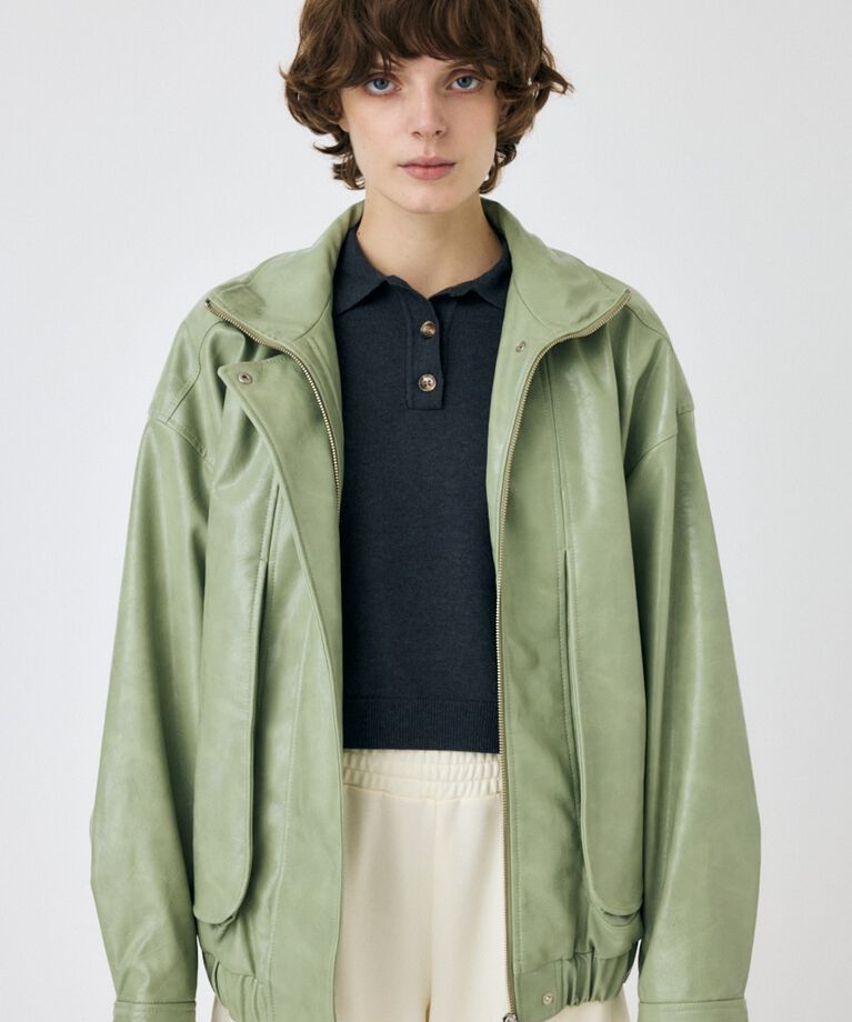 MOUSSY「GLOSSY F/LEATHER ブルゾン」|ブルゾン・スタジャン|