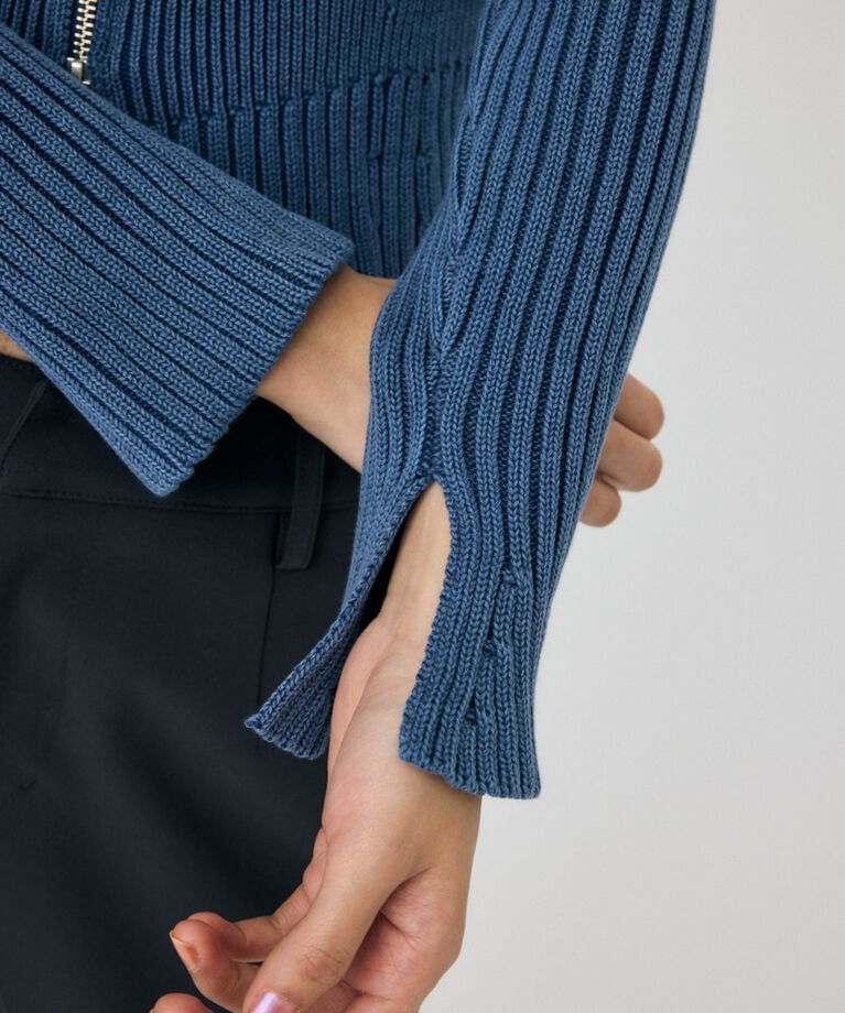 MOUSSY「BIG COLLAR ZIP UP ニットトップス」|ニット・セーター|