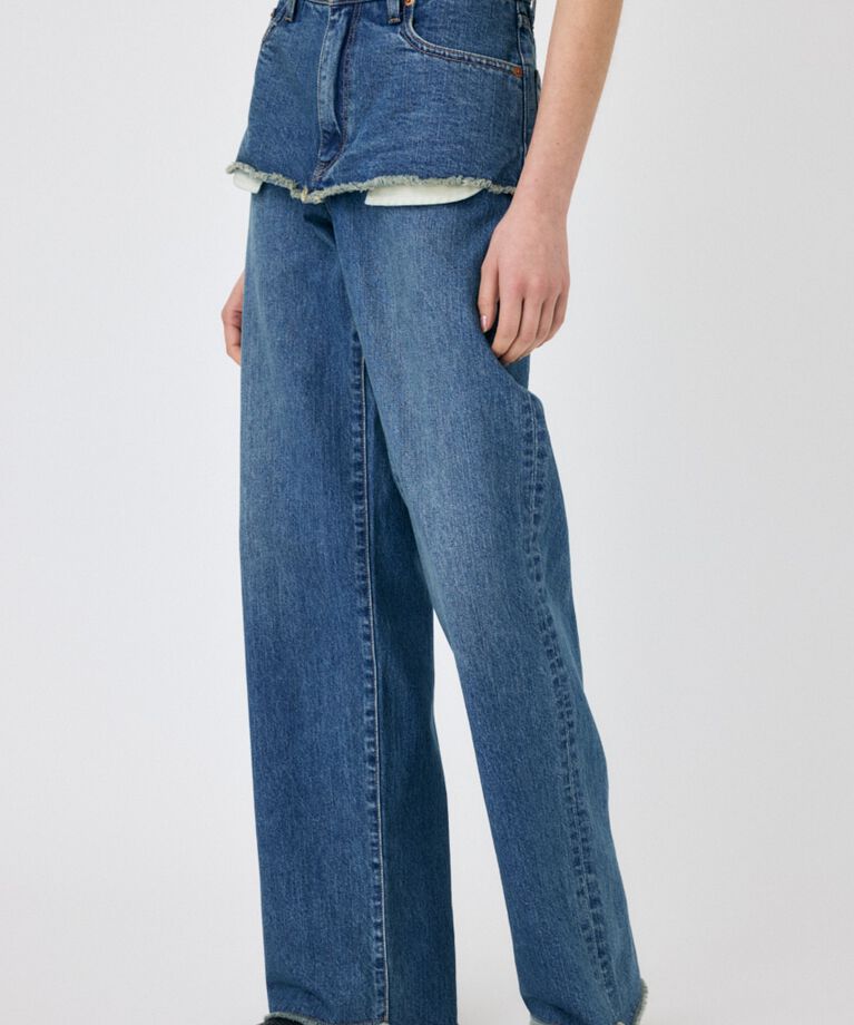 MOUSSY「LAYERED WIDE STRAIGHT デニム」|デニム|
