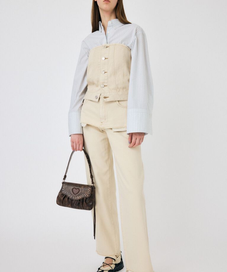 MOUSSY「LAYERED WIDE STRAIGHT デニム」|デニム|ECRU