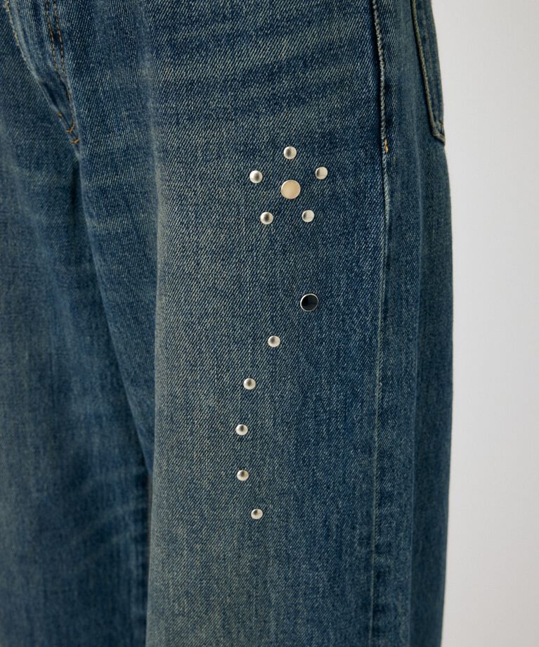 MOUSSY「FLORAL STUDDED バギー」|デニム|