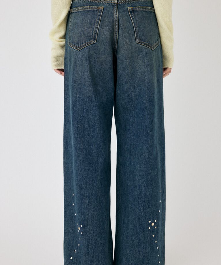 MOUSSY「FLORAL STUDDED バギー」|デニム|