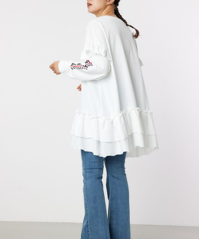 RODEO CROWNS「レーシングフリル切替チュニック」|Tシャツ・カットソー|