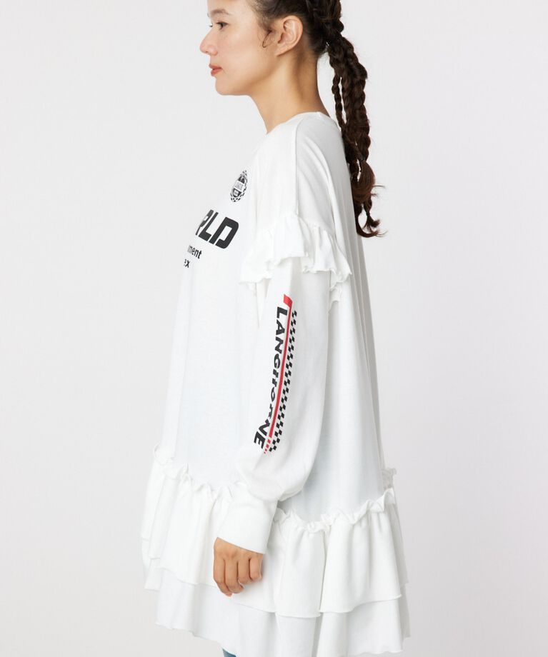 RODEO CROWNS「レーシングフリル切替チュニック」|Tシャツ・カットソー|
