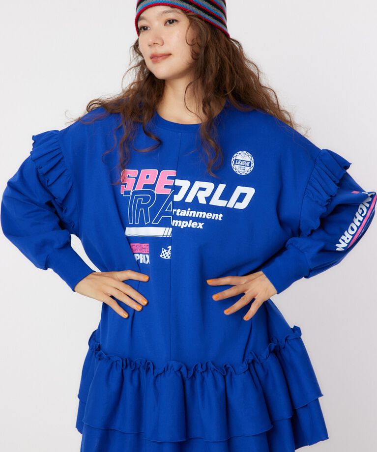 RODEO CROWNS「レーシングフリル切替チュニック」|Tシャツ・カットソー|BLU