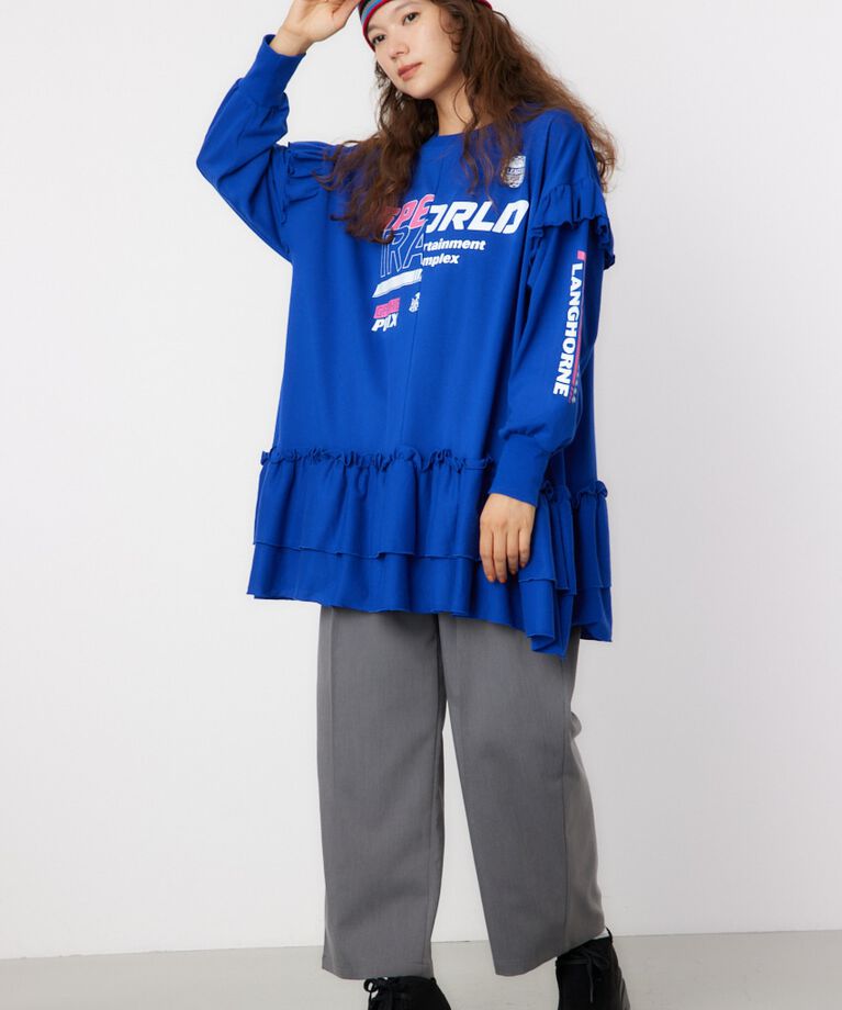 RODEO CROWNS「レーシングフリル切替チュニック」|Tシャツ・カットソー|