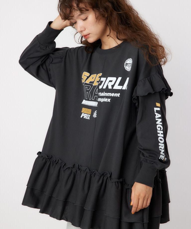 RODEO CROWNS「レーシングフリル切替チュニック」|Tシャツ・カットソー|