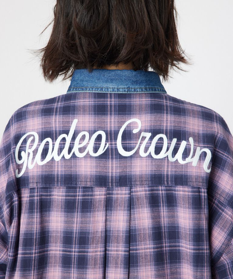 RODEO CROWNS「デニムドッキングチェックシャツ」|シャツ・ブラウス|