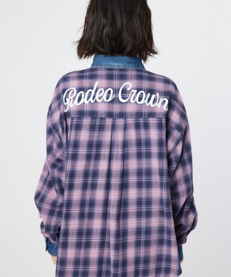 RODEO CROWNS「デニムドッキングチェックシャツ」|シャツ・ブラウス|