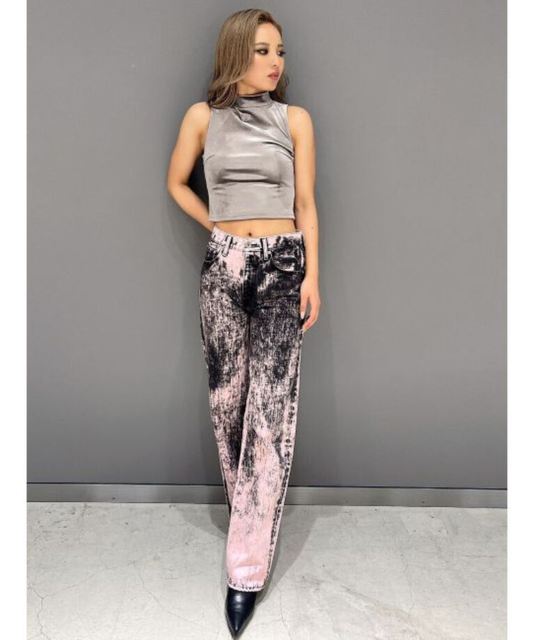 GYDA「ハイウエスト Tie Dyeワイドデニムパンツ」|デニム|