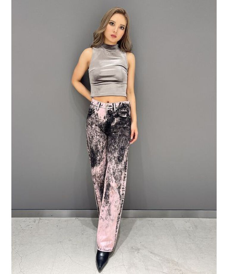 GYDA「ハイウエスト Tie Dyeワイドデニムパンツ」|デニム|