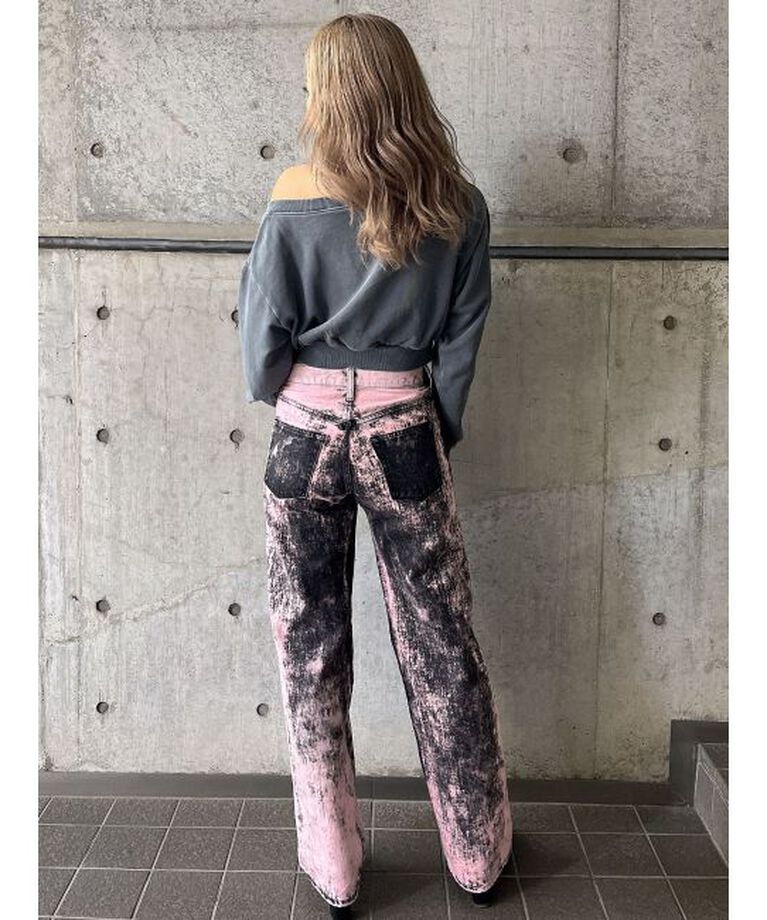 GYDA「ハイウエスト Tie Dyeワイドデニムパンツ」|デニム|