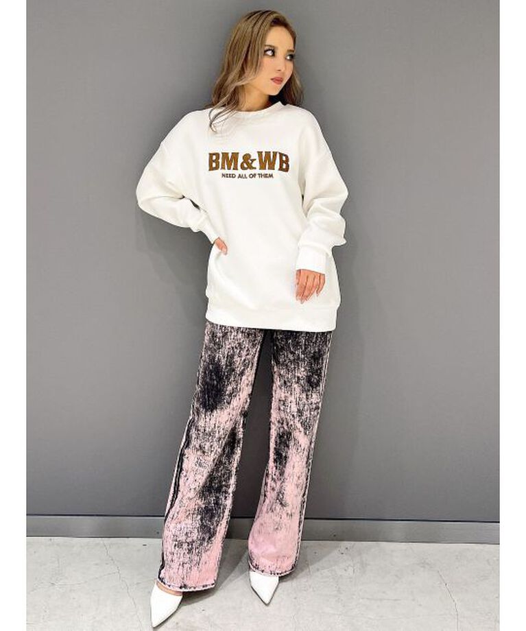 GYDA「ハイウエスト Tie Dyeワイドデニムパンツ」|デニム|
