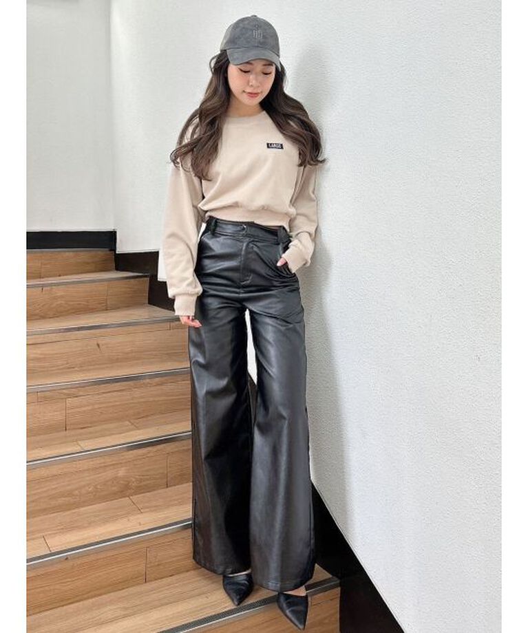 GYDA「フェイクレザーワイドパンツ」|その他|