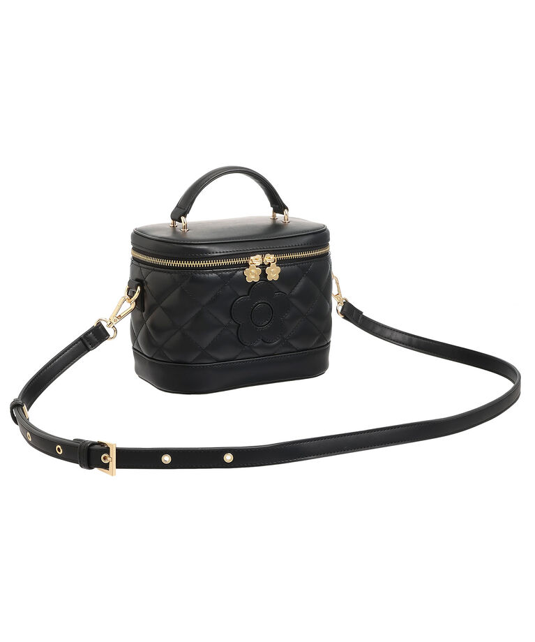 MARY QUANT「デイジーパッチキルトバニティ 2WAYショルダー」|ショルダー・メッセンジャー|ブラック