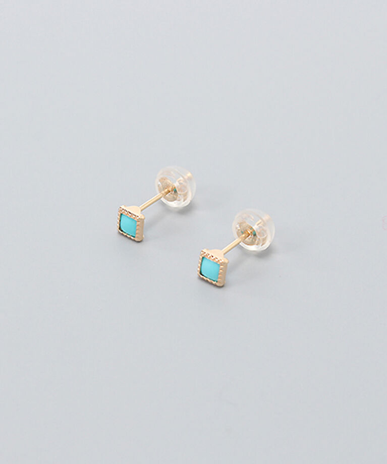 JUPITER「【WEB限定】K10スクエア天然石ピアス/ターコイズ」|ピアス|ゴールド