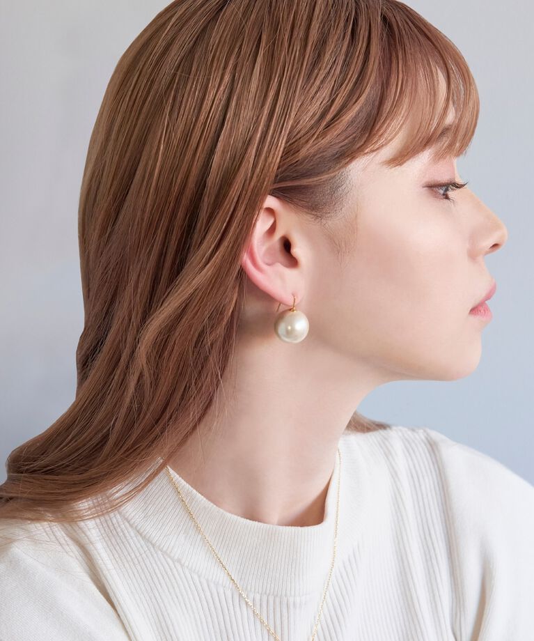 Phoebe「ビッグパールフックピアス ホワイト」|ピアス|