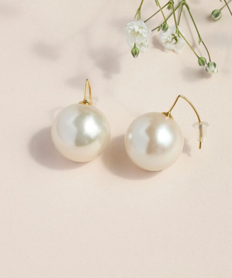 Phoebe「ビッグパールフックピアス ホワイト」|ピアス|