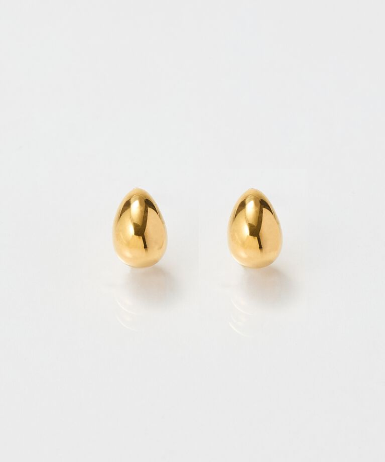 Phoebe「【金属アレルギー対応】プックリハーフフープミニピアス　ゴールド/サージカルステンレス」|ピアス|