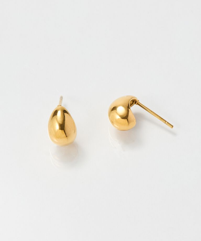Phoebe「【金属アレルギー対応】プックリハーフフープミニピアス　ゴールド/サージカルステンレス」|ピアス|