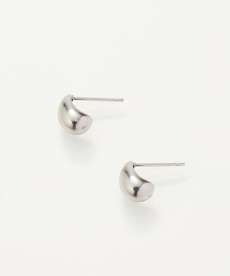 Phoebe「【金属アレルギー対応】プックリハーフフープミニピアス　シルバー/サージカルステンレス」|ピアス|