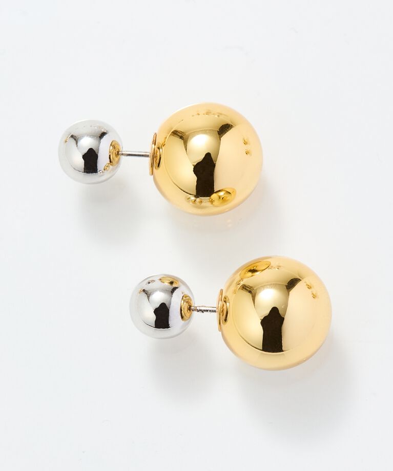 Phoebe「メタルボールバックキャッチピアス　コンビ」|ピアス|シルバー