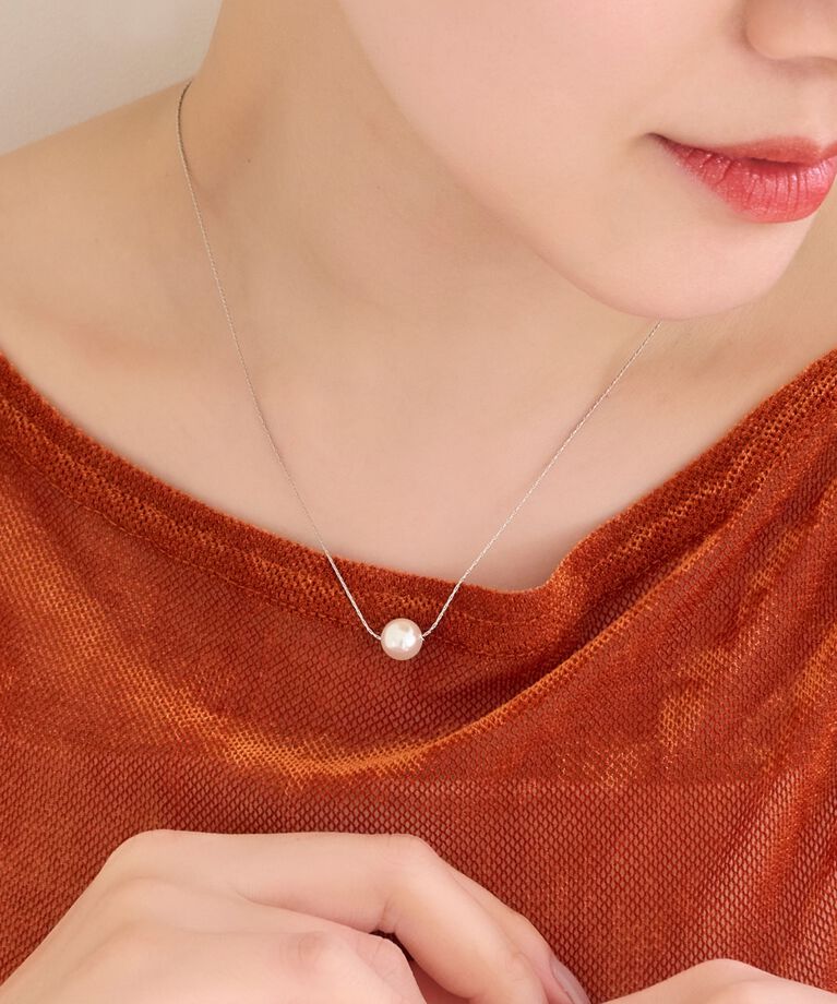 Phoebe「【金属アレルギー対応】ワントップパールネックレス　シルバー/サージカルステンレス」|ネックレス|シルバー