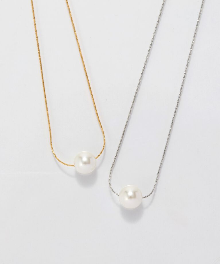 Phoebe「【金属アレルギー対応】ワントップパールネックレス　シルバー/サージカルステンレス」|ネックレス|