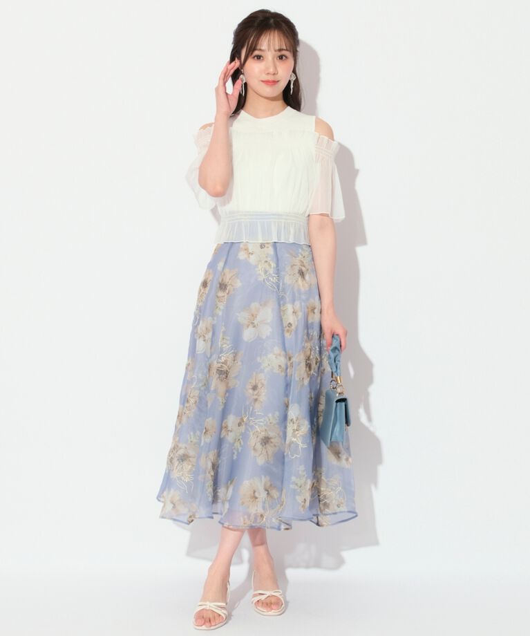 WILLSELECTION「刺繍フラワーフレアスカート」|フレア|ﾊﾟｰﾌﾟﾙ系花柄