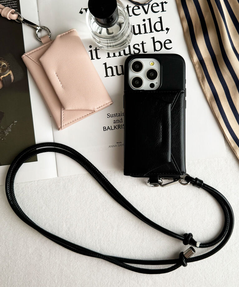UNiCASE「Mag Shoulder Card Wallet マグセーフ対応 カードケース ストラップ」|ストラップ|Black