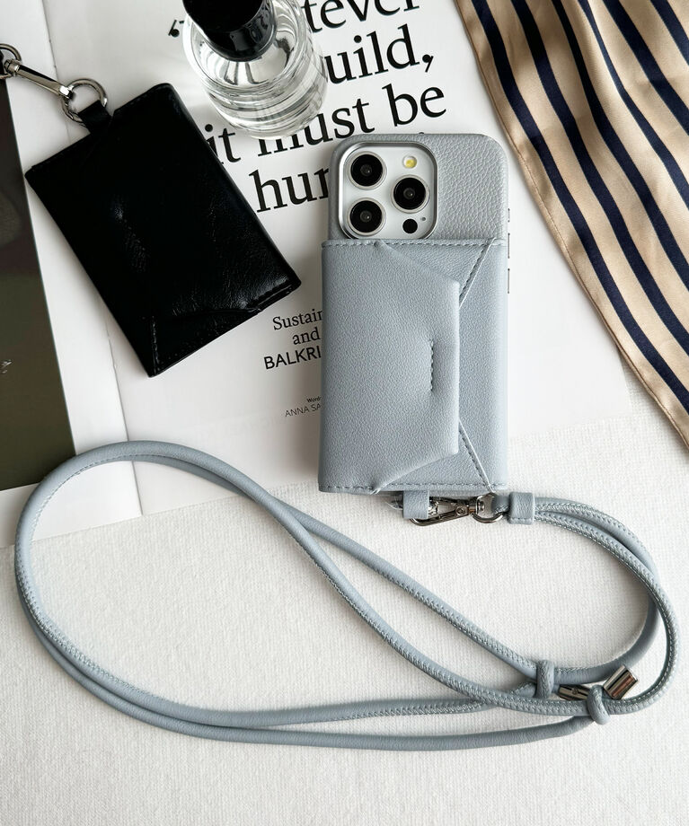 UNiCASE「Mag Shoulder Card Wallet マグセーフ対応 カードケース ストラップ」|ストラップ|pale blue