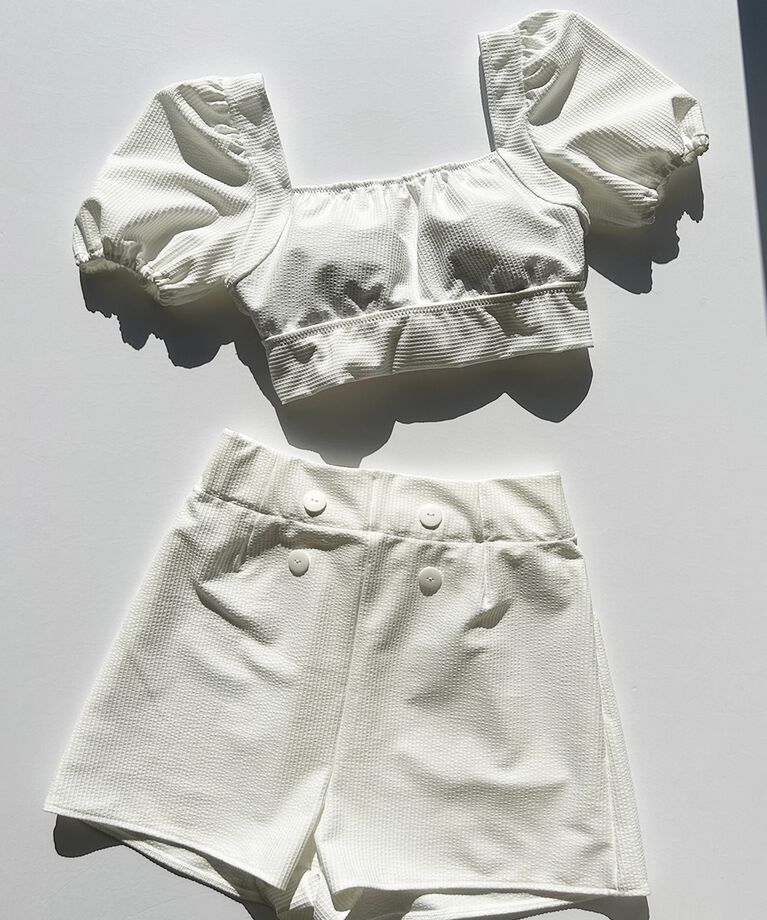 PEAK&PINE「無地ボタン付きAラインハイウエストショートパンツ」|その他|