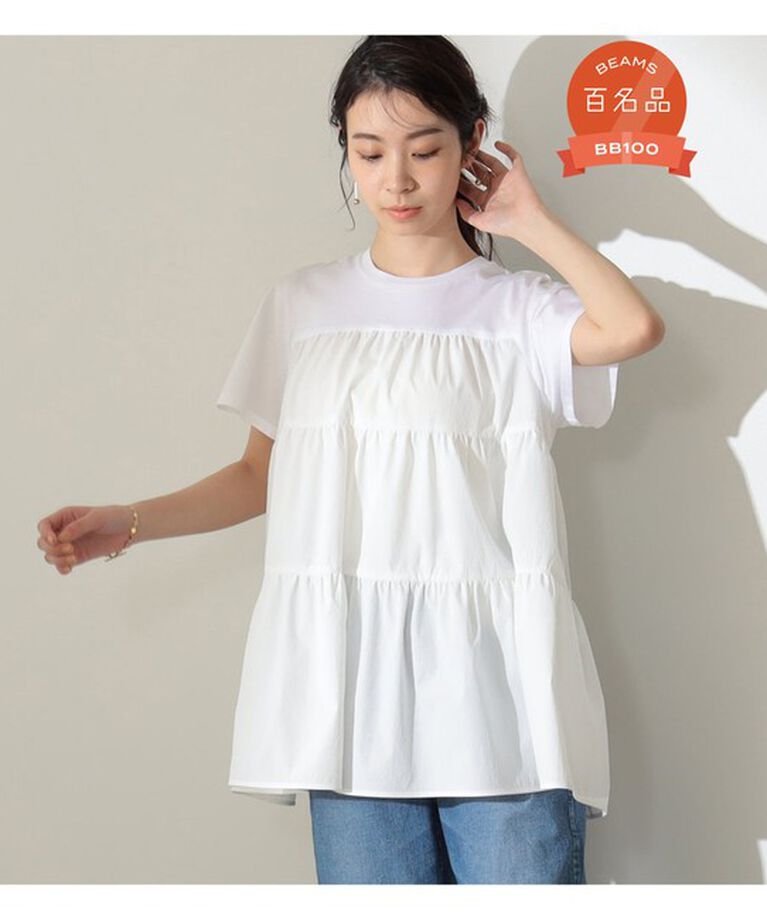 Demi-Luxe BEAMS 「コンビ ティアード プルオーバー」|シャツ・ブラウス|WHITE