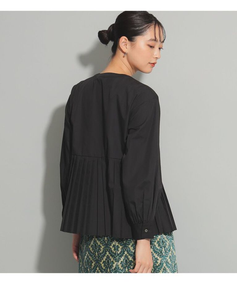 Ray BEAMS 「プリーツ キリカエ クルーネック シャツ」|シャツ・ブラウス|BLACK