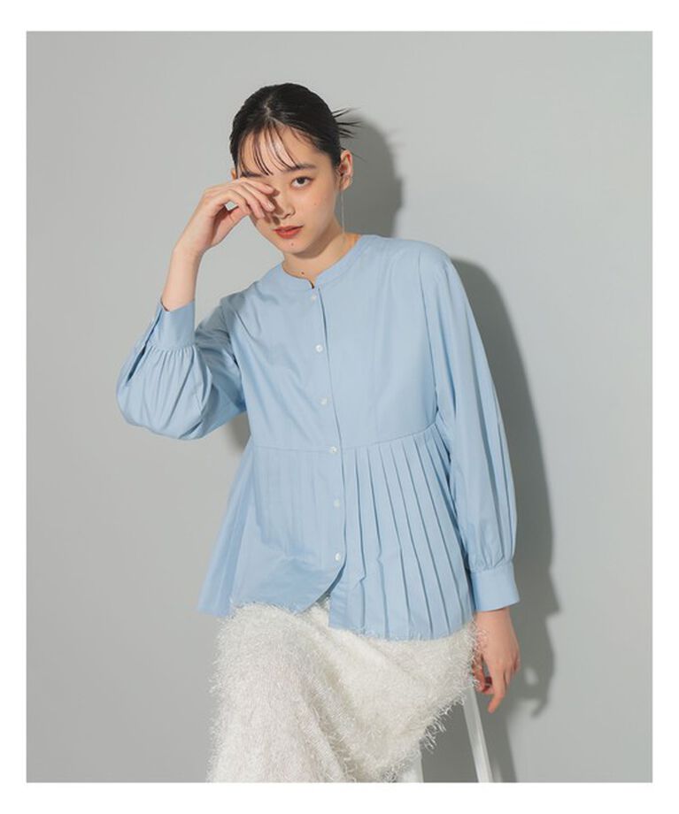 Ray BEAMS 「プリーツ キリカエ クルーネック シャツ」|シャツ・ブラウス|