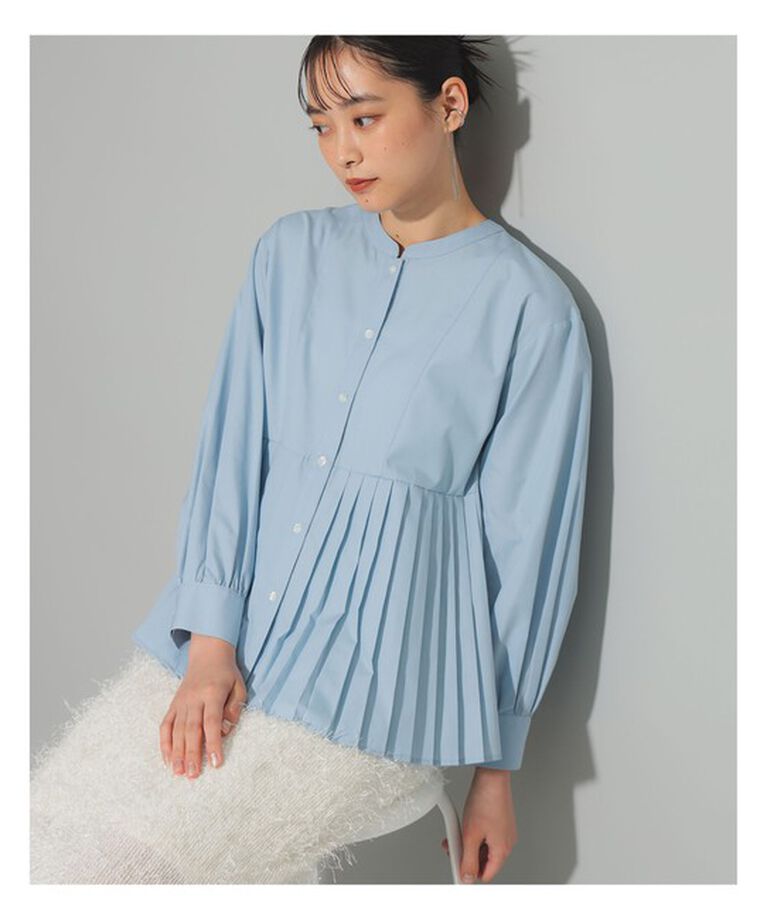 Ray BEAMS 「プリーツ キリカエ クルーネック シャツ」|シャツ・ブラウス|