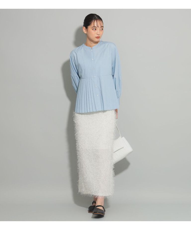 Ray BEAMS 「プリーツ キリカエ クルーネック シャツ」|シャツ・ブラウス|