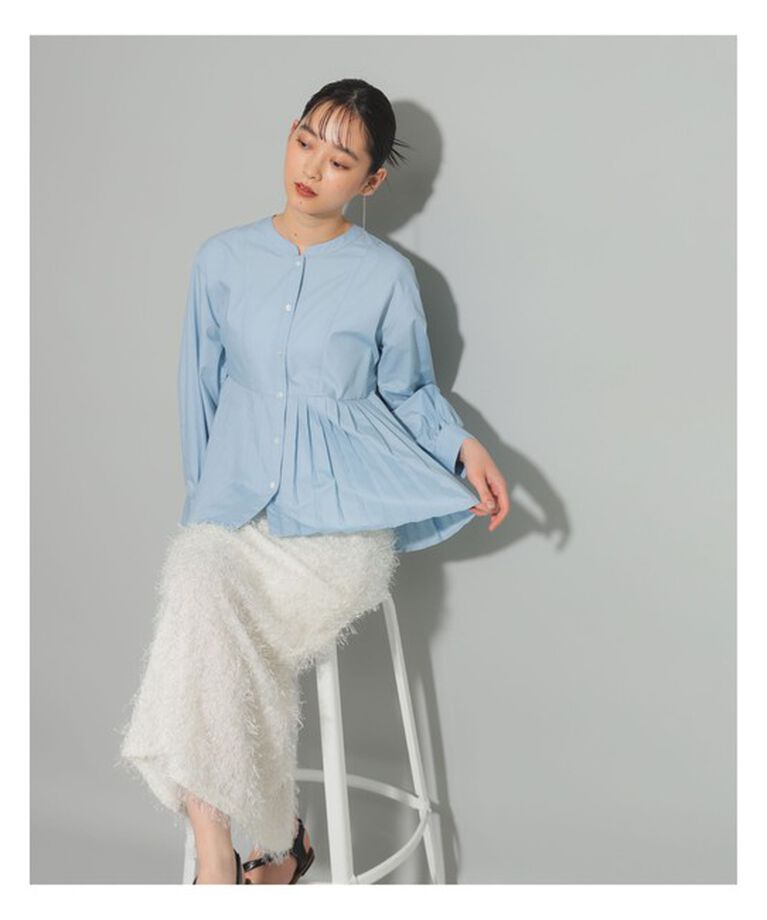 Ray BEAMS 「プリーツ キリカエ クルーネック シャツ」|シャツ・ブラウス|