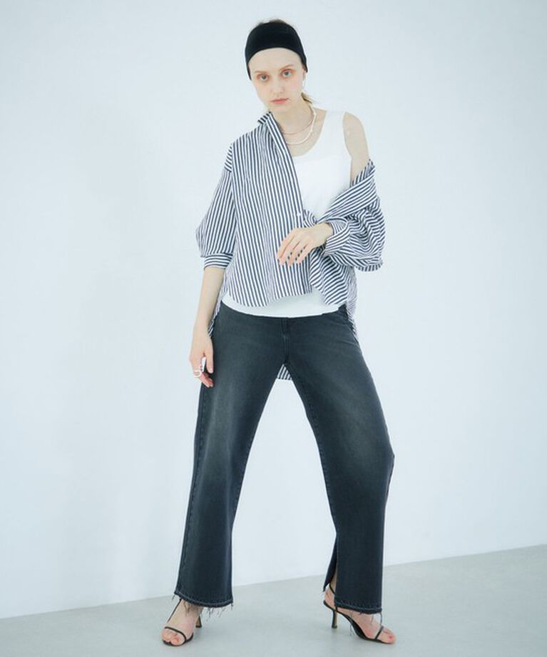 Rie Miller「＜飯豊まりえさん着用＞【RM denim】スリットフレアハイウエストデニム」|デニム|