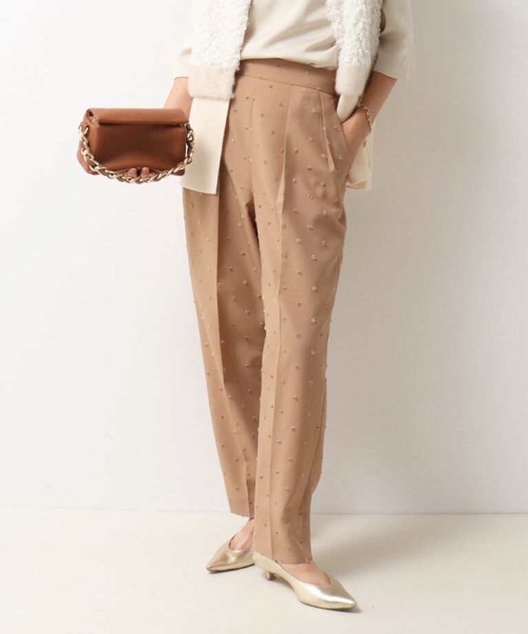 NOLLEY'S「《オールシーズン対応》ウォッシャブルドットツッキリツータックテーパードパンツ 24AW」|その他|キャメル