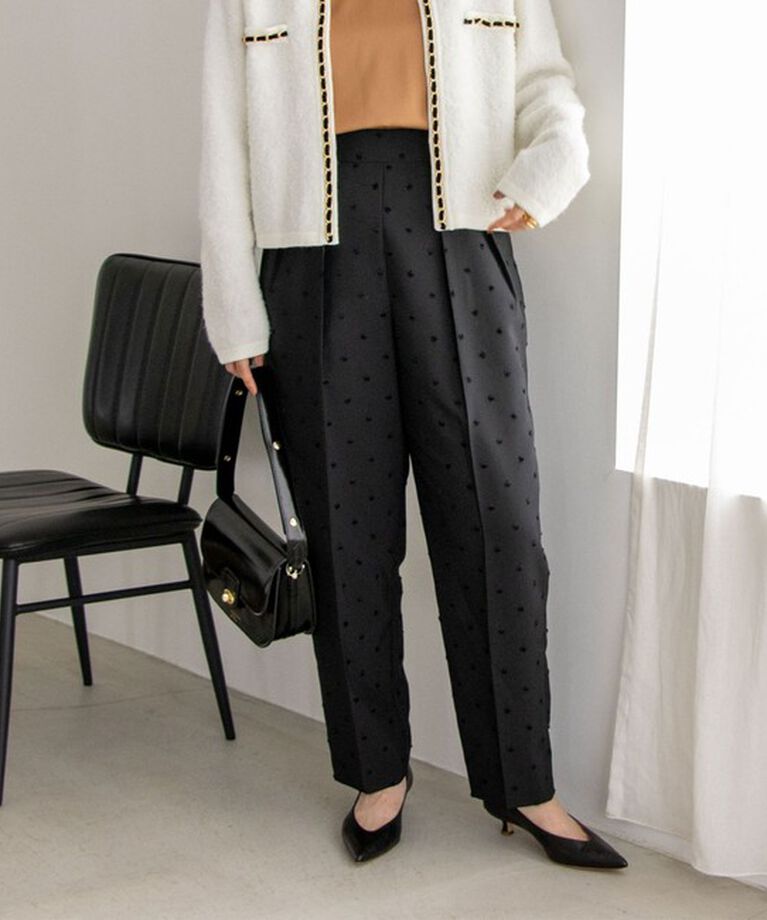 NOLLEY'S「《オールシーズン対応》ウォッシャブルドットツッキリツータックテーパードパンツ 24AW」|その他|