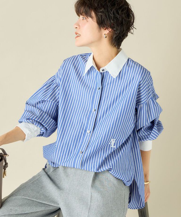 NOLLEY'S「スパンコール刺繍ストライプ2WAYシャツ」|シャツ・ブラウス|