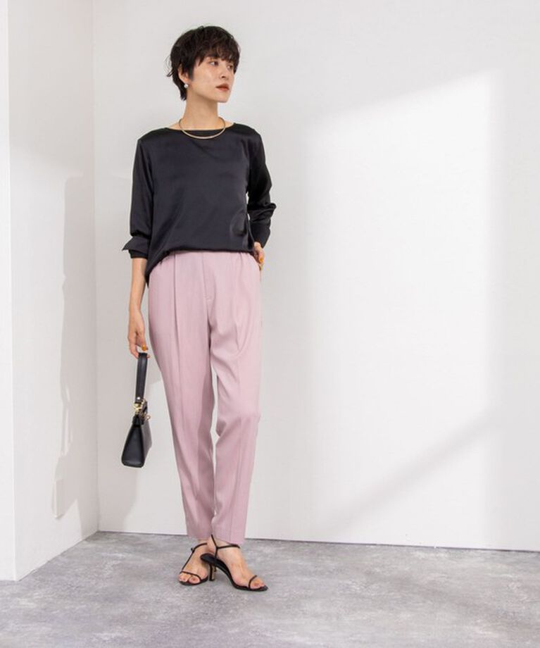 NOLLEY'S「ウォッシャブルキュプラストレッチタックテーパードパンツ」|その他|