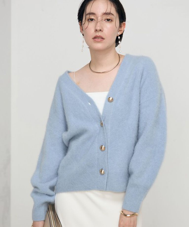 NOLLEY'S sophi「ヘアリーVネックカーディガン」|カーディガン|サックス