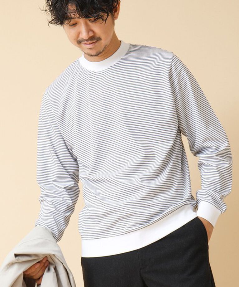 NOLLEY'S goodman「《ビジカジ対応》セミシルケットスムース ボーダードレスT長袖 24AW」|Tシャツ・カットソー|